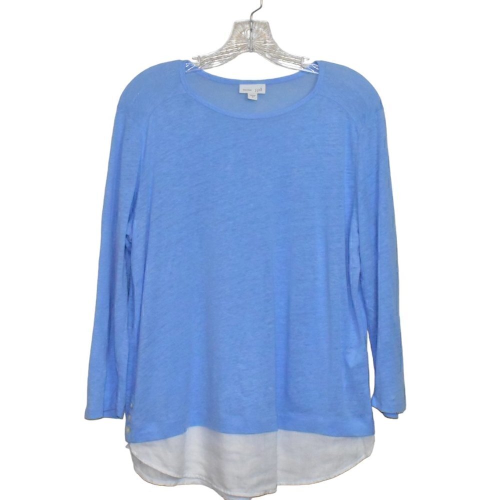 J. Jill Love Linen Long Sleeve Lagenlook Blouse Top Blue Size S